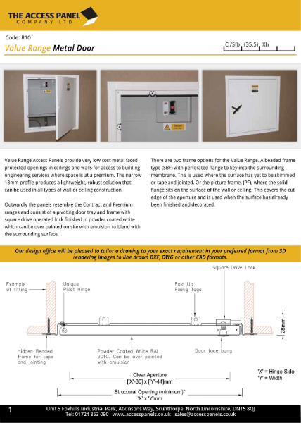 Value Range Metal Door Access Panel