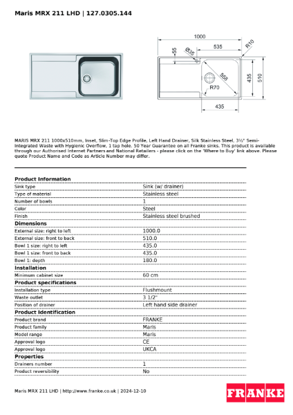 Product Sheet 127.0305.144