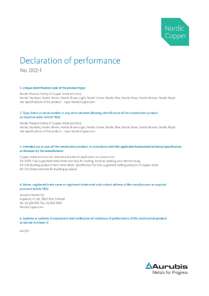 Aurubis - Nordic Copper - declaration-of-performance