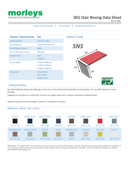 SN5 83° Rakeback Single Channel Stair Nosing / Stair Edging for Vinyl