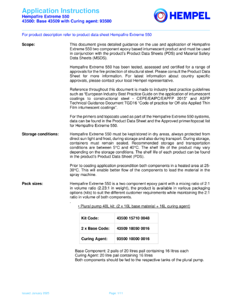 Hempafire Extreme 550 Application Guidelines