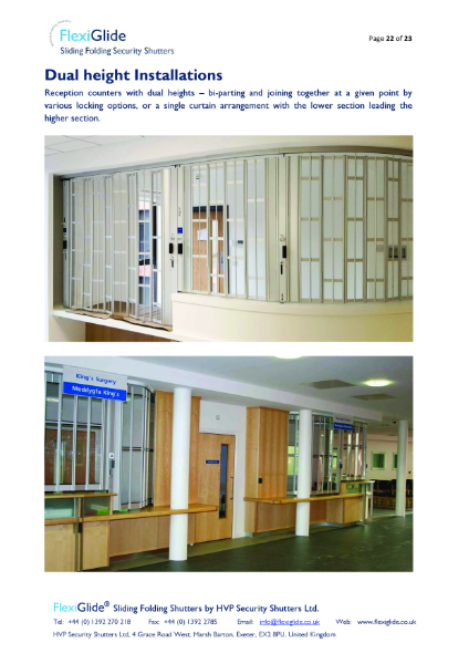 Flexiglide shutters - Dual height installation