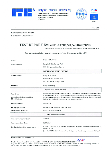 Fire resistance to BS EN 1364-1