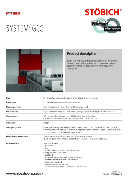 Stöbich System: GCC (Technical Data)