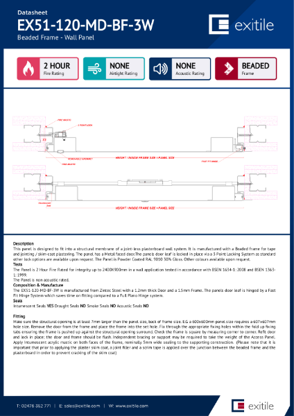 Datasheet - Riser Door (Range 51) - Beaded Frame - 2 Hour Fire Rated