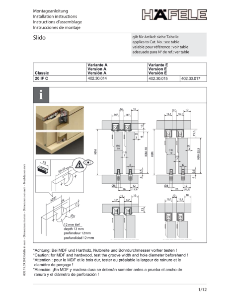 Slido F-Line21 20C Installation Instructions