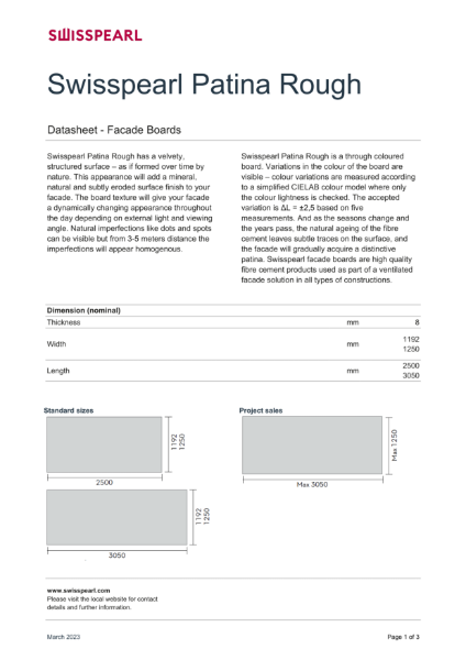 Swisspearl Patina Rough Datasheet