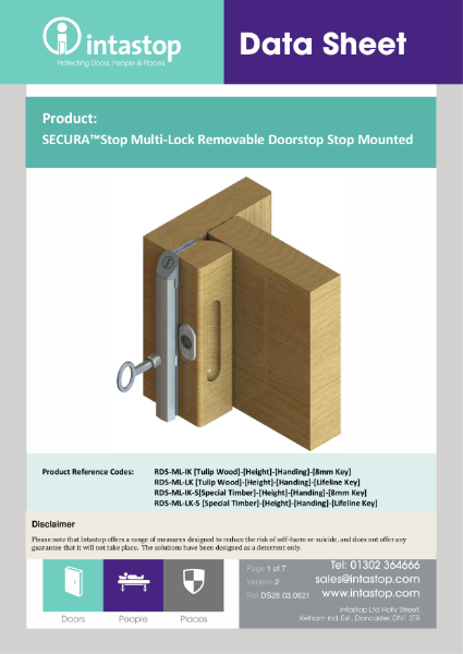 SECURAStop Multi Lock Removable Door Stop Data Sheet