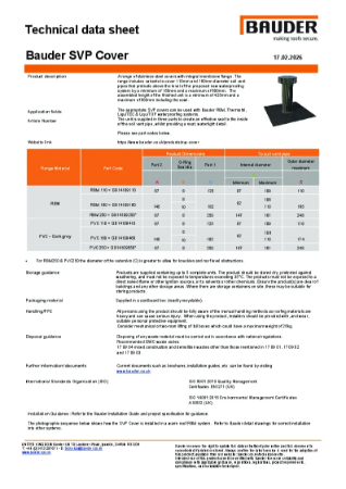 Bauder SVP Cover - Technical Data Sheet
