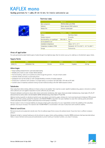Kaflex Mono Technical Datasheet