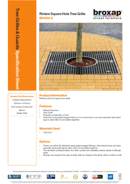 Cast Iron Riviere Tree Grille Specification Sheet