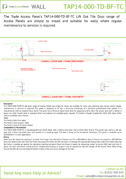 Tile Door Lift Out Touch Catch