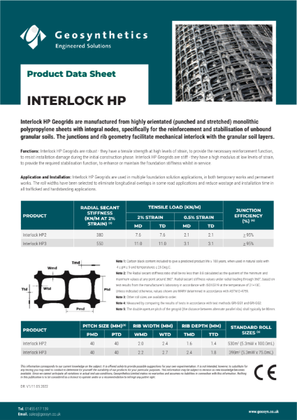 Interlock HP Geogrids (Interlock HP2/ Interlock HP3) - Data Sheet