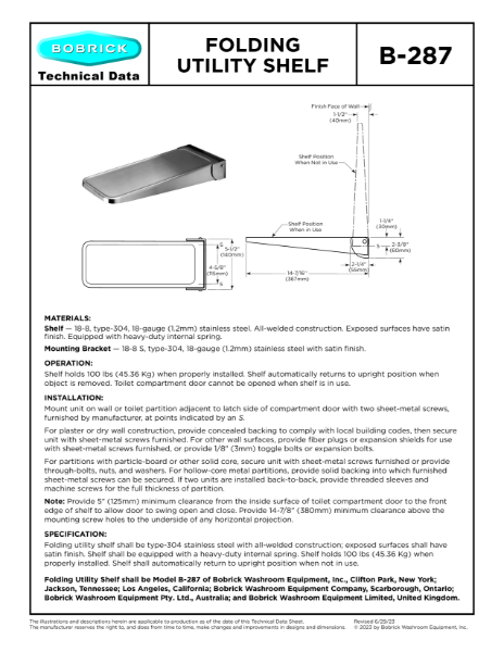 Folding Utility Shelf - B-287