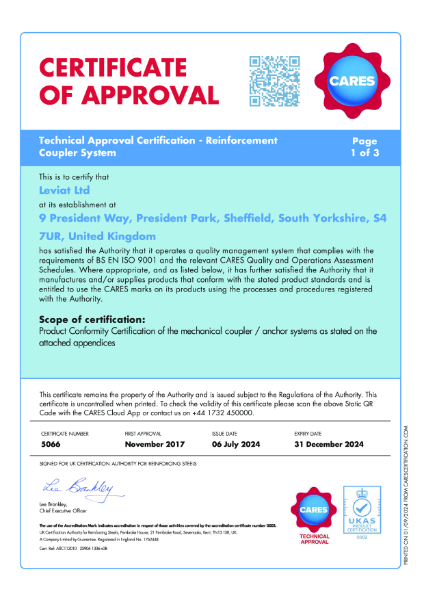 CARES Certificate 5066 Technical Approval TA1-A-B 5066 Bartec CXL Couplers (2024) Issue 5