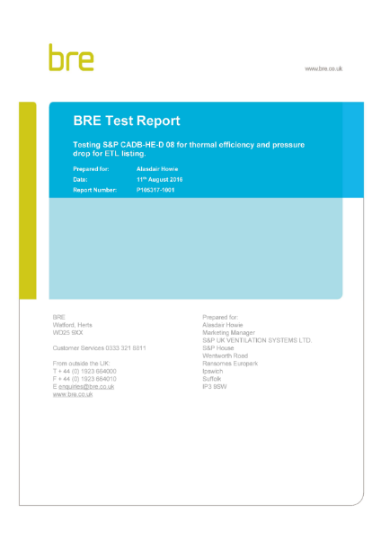 BRE (Thermal Efficiency & Pressure Drop - CADB/T-HE PRO-REG)