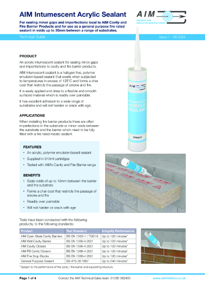 AIM Intumescent Acrylic Sealant Technical Datasheet