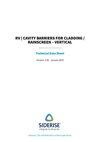 Siderise RV | Cavity Barriers for Cladding / Rainscreen – Vertical – Technical Data