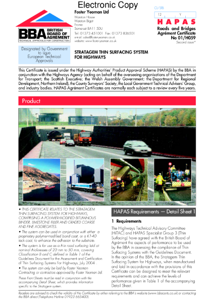 Stratagem thin surfacing system for highways