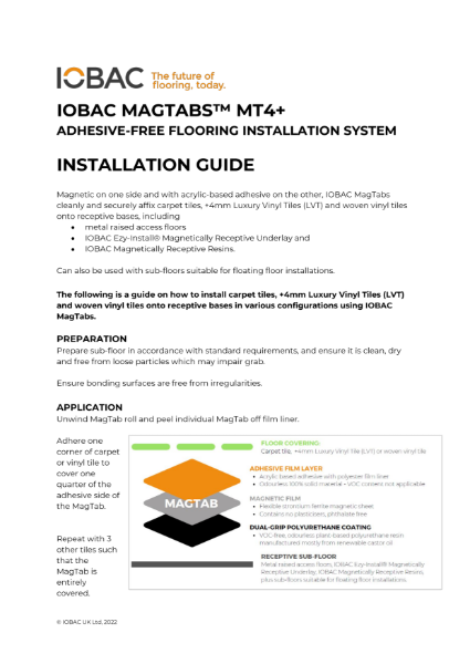 IOBAC MagTabs MT4+ Installation Guide