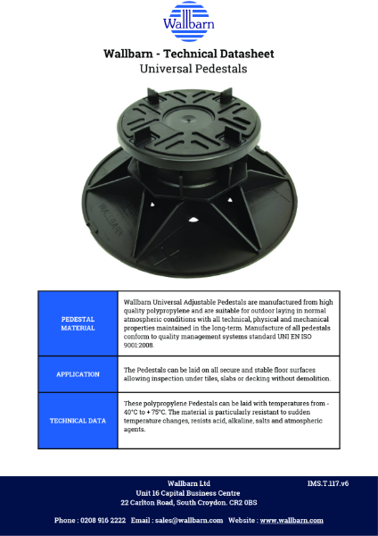 Datasheet - Universal Adjustable Pedestals (Non Fire Rated)