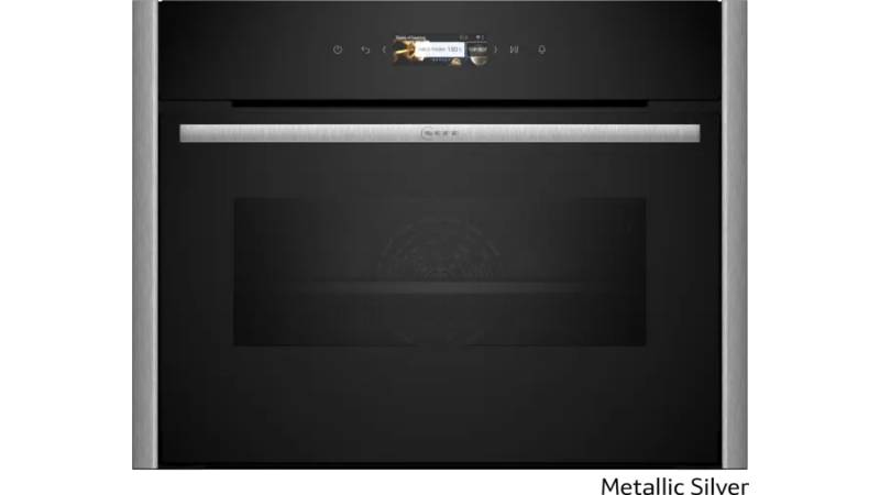 Compact 45cm ovens with Microwave Silver trim