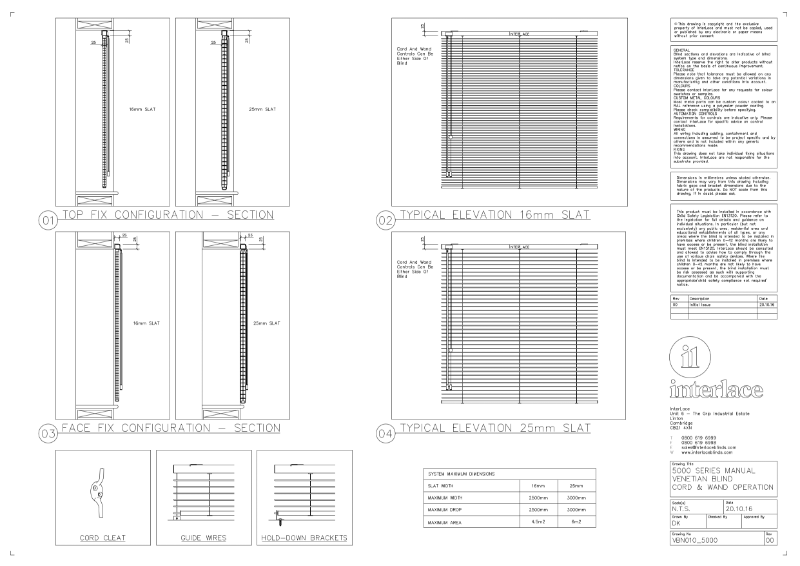 5000 Series Venetian Blind - Drawing Manual Cord