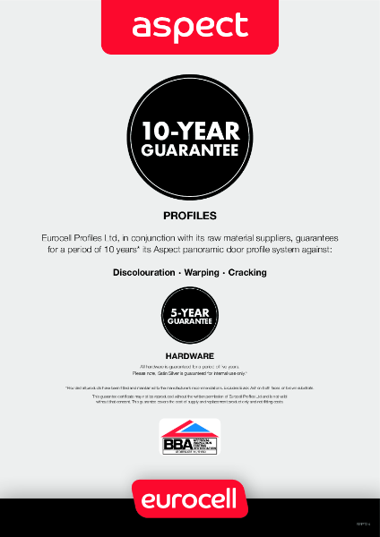 Aspect PVC-U Bi-Fold doors 10 Year Product Guarantee Certificate