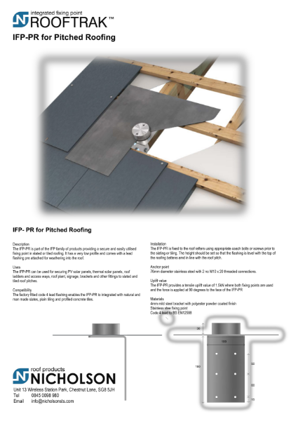 ROOFTRAK IFP-PR Technical Data Sheet