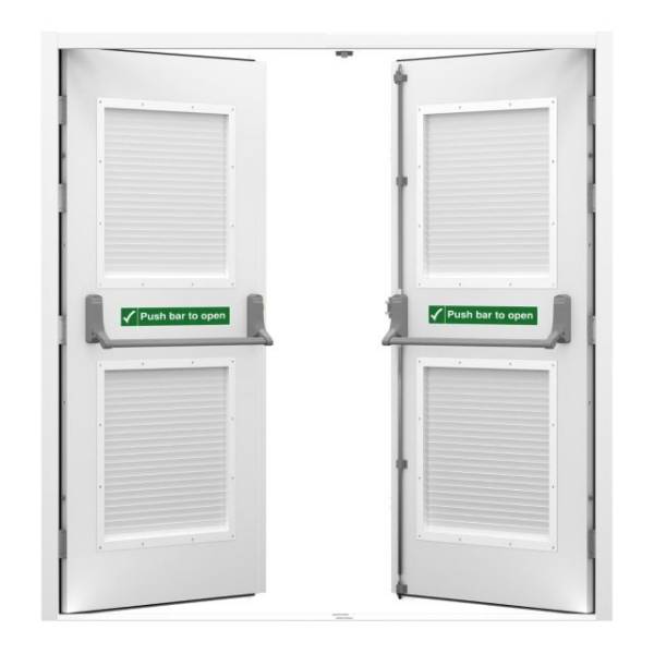 Louvred Double Fire Exit Door | Latham's Steel Security Doorsets | NBS ...