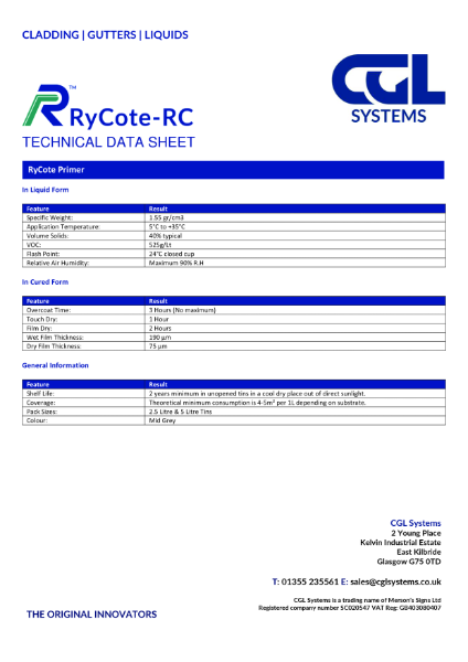 RyCote-RC (Full System) Technical Data Sheet