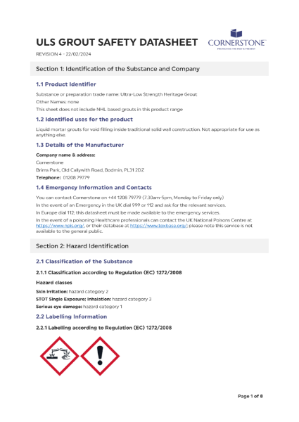 ULS Grout - Safety Data Sheet