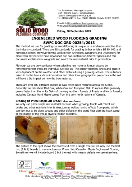 Engineered Wood Flooring Grading System