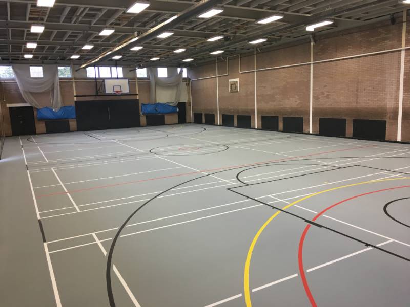 Newcastle Academy polyurethane sports hall refurbishment