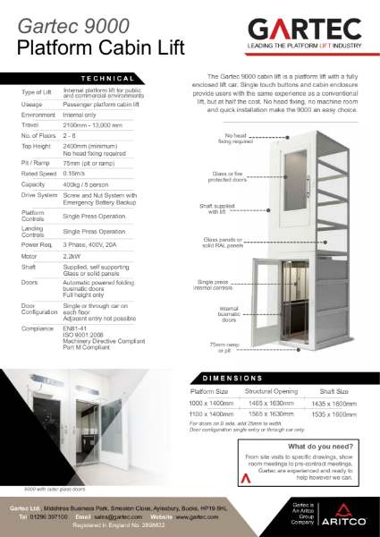 Gartec 9000 Cabin Platform Lift