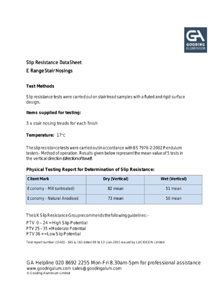 E Range Stair Nosings Slip Resistance