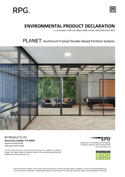 Planet Double Glazed Partition System EPD