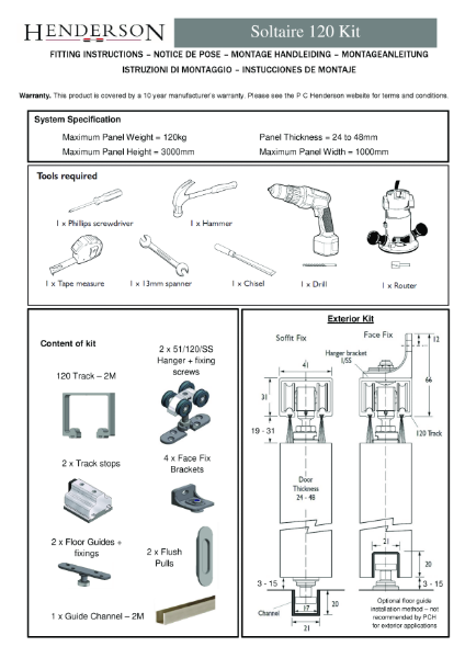 Soltaire 120 Exterior Kit Pack Fitting Instructions