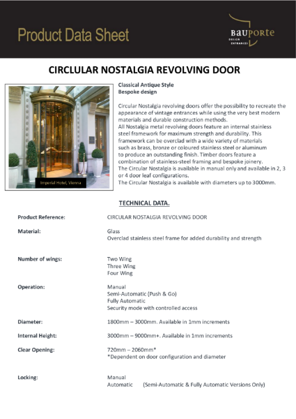 Bauporte Circular Nostalgia Revolving Door