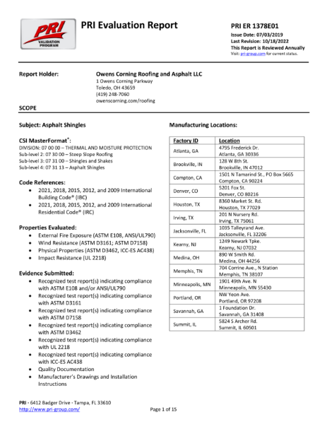 PRI Evaluation Report