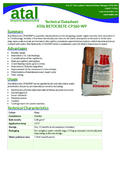 Atal Betocrete CP360 WP Datasheet