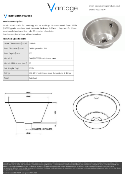 Product Data Sheet - VIN305R