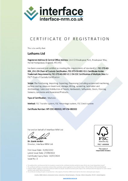  FSC®: Chain Of Custody certified