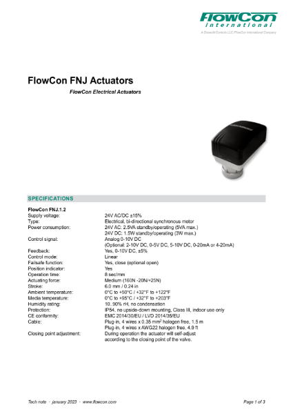 FNJ Failsafe Actuator for 1/2"-40" PICVs