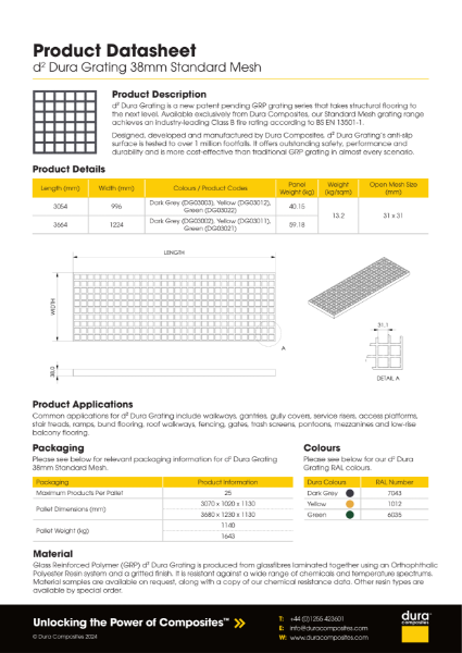 d² Dura Grating 38mm Standard Mesh