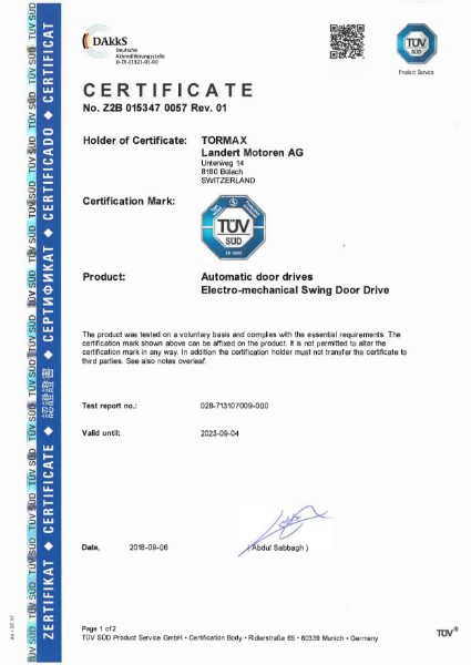 TÜV SÜD Certificate