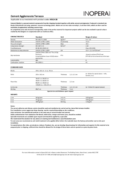 Cement Agglomerate Terrazzo Datasheet