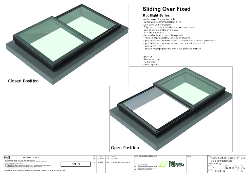 Sliding Rooflight - Slide Over Fixed
