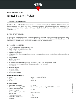 Keim Ecosil ME Technical Data Sheet