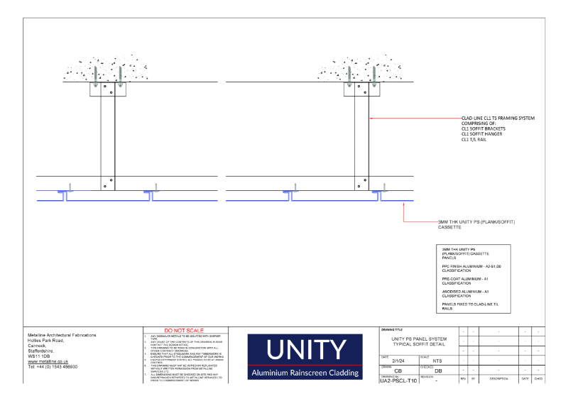 Unity A2 PS-10 Soffit Detail Technical Drawing